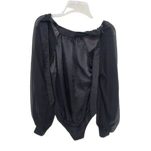 18.  Abercrombie & Fitch NWT Women's Long Sleeve Tie Back  Bodysuit Black Size S